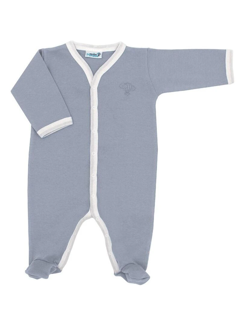 Pyjama été léger 100% coton biologique 1 à 6 mois Bleu marine