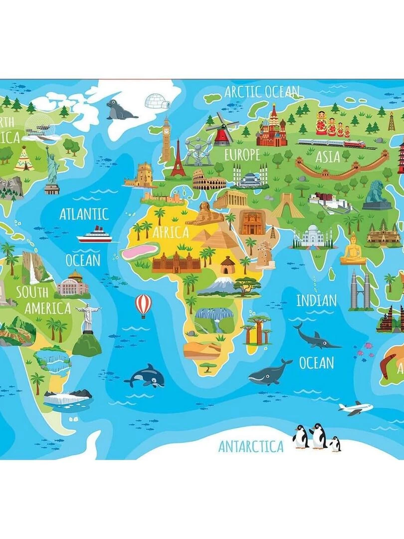 Puzzle 150 pièces : Mappemonde monuments N/A