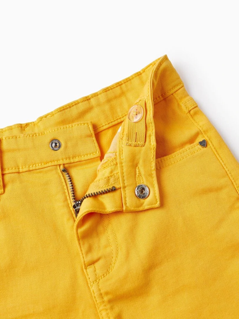 Short En Sergé De Coton Pour Fille   Jaune