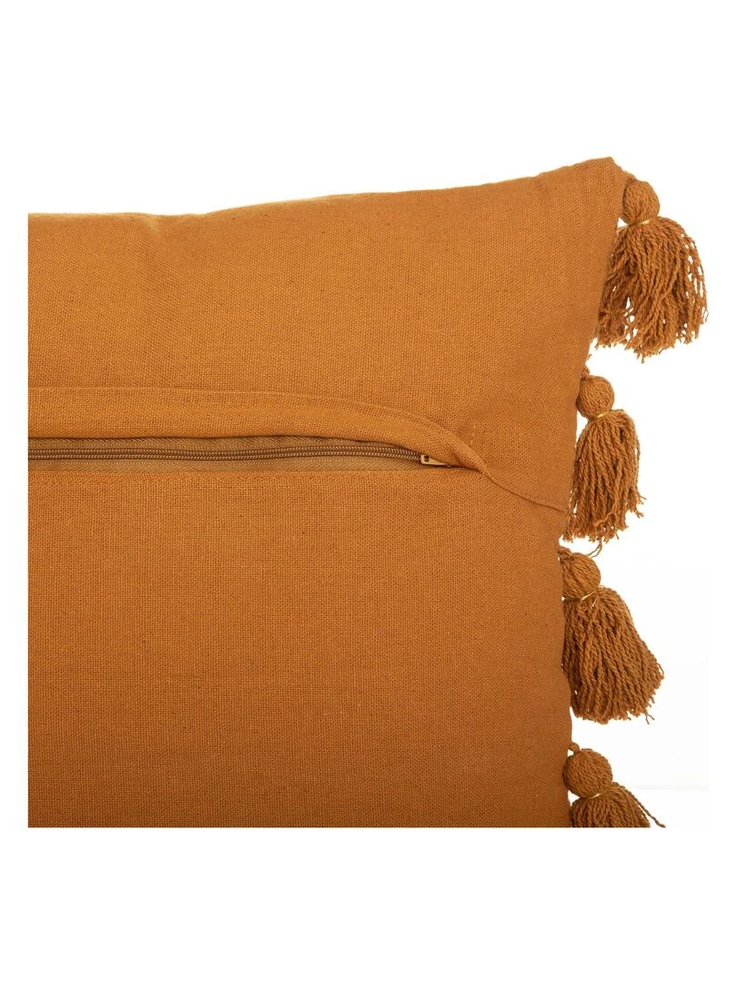 Coussin gypsy avec pompons   Jaune