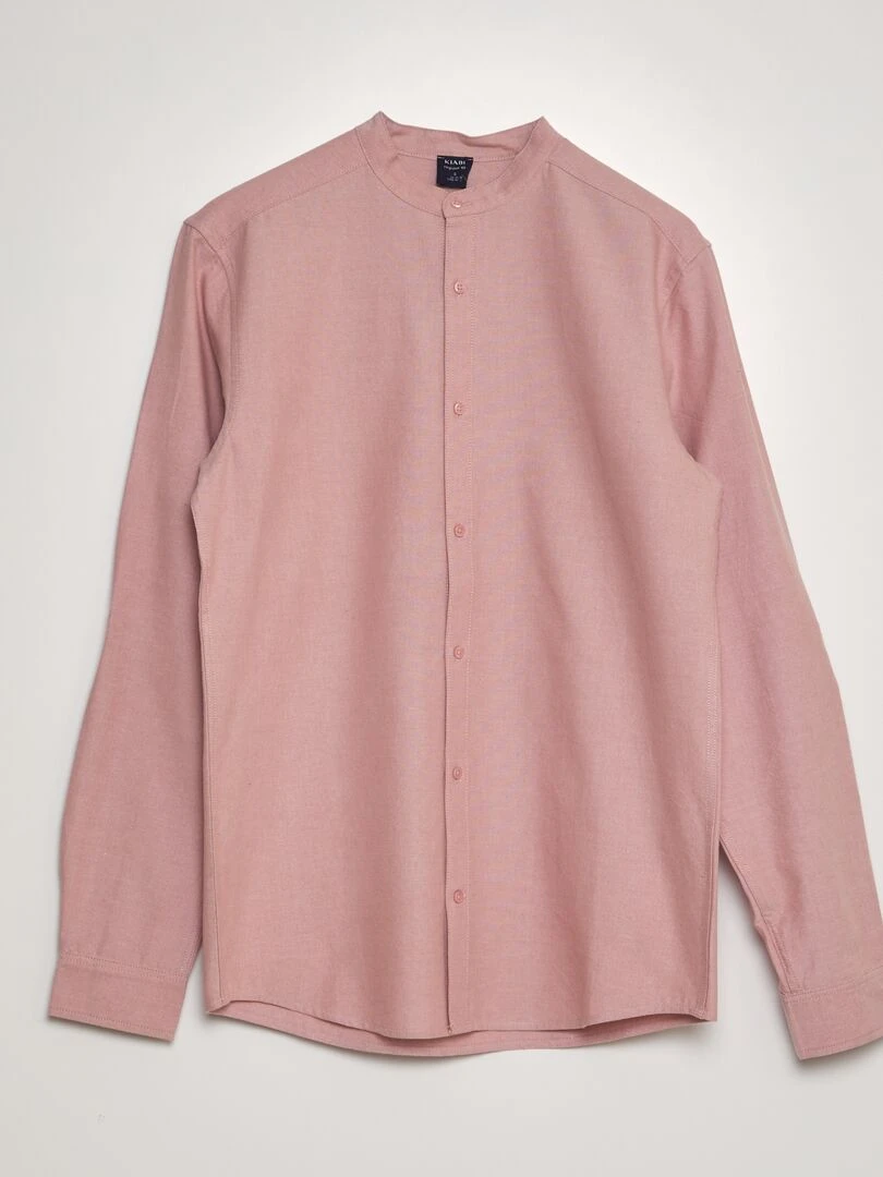 Chemise oxford col mao Rouge