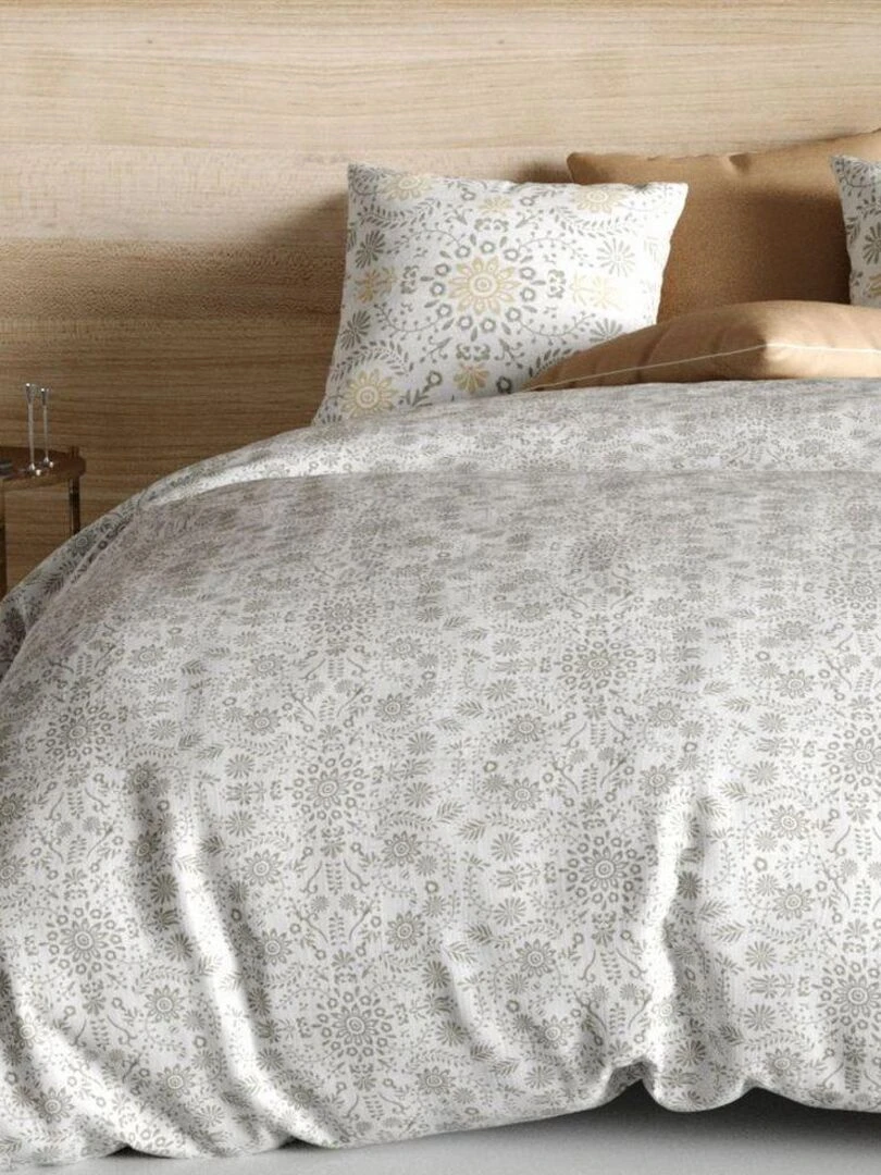 Housse de couette + 2 taies d'oreiller 65x65 cm Coton Vishka Cedre   Beige