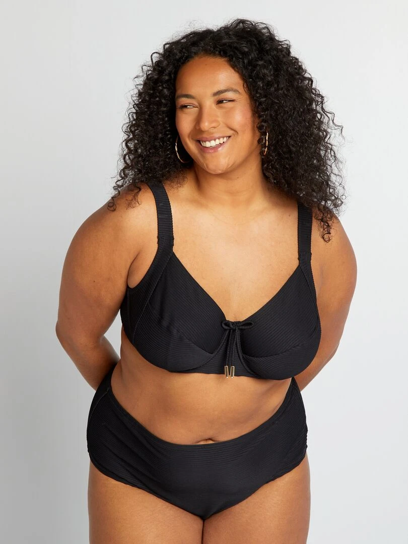 Soutien gorge de bain matière plissée noir