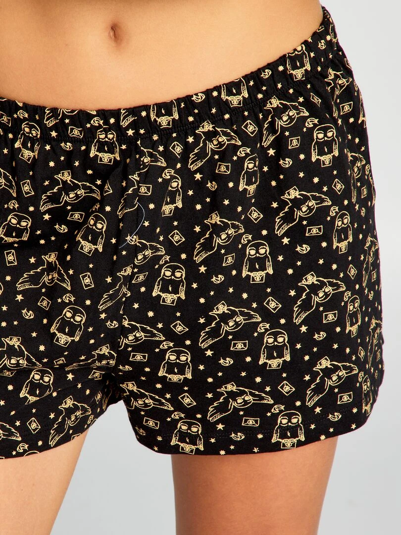 Pyjama court imprimé 'Harry Potter'   2 pièces   Noir