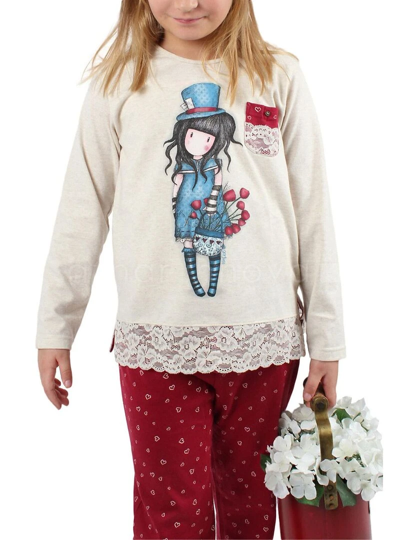 Pyjama pantalon manches longues The Hatter ivoire Ecru