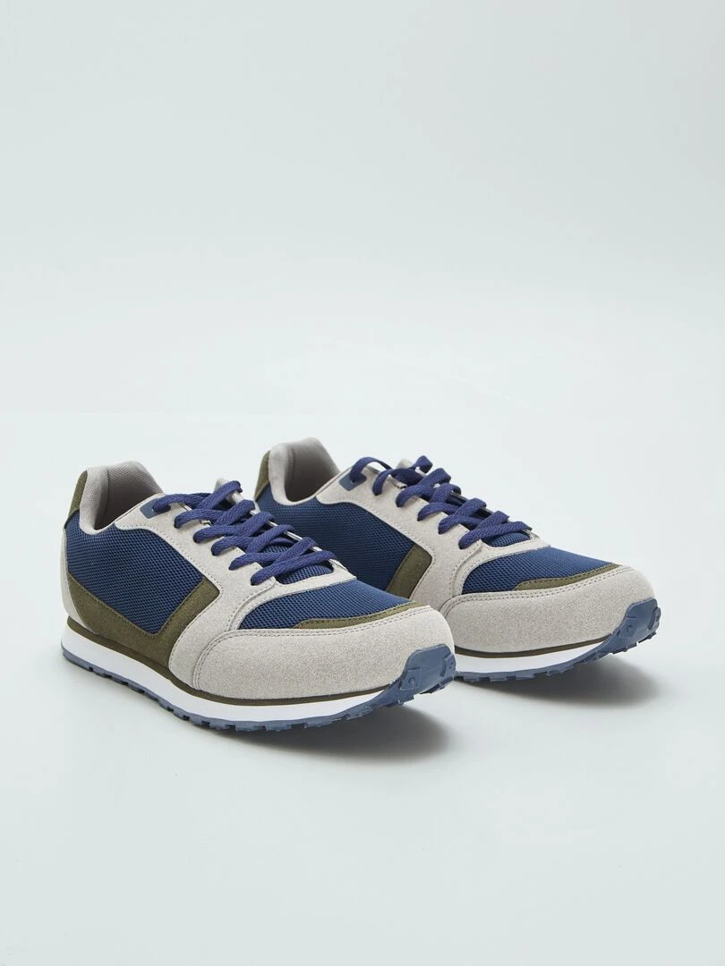 Baskets running retro tricolore Kaki