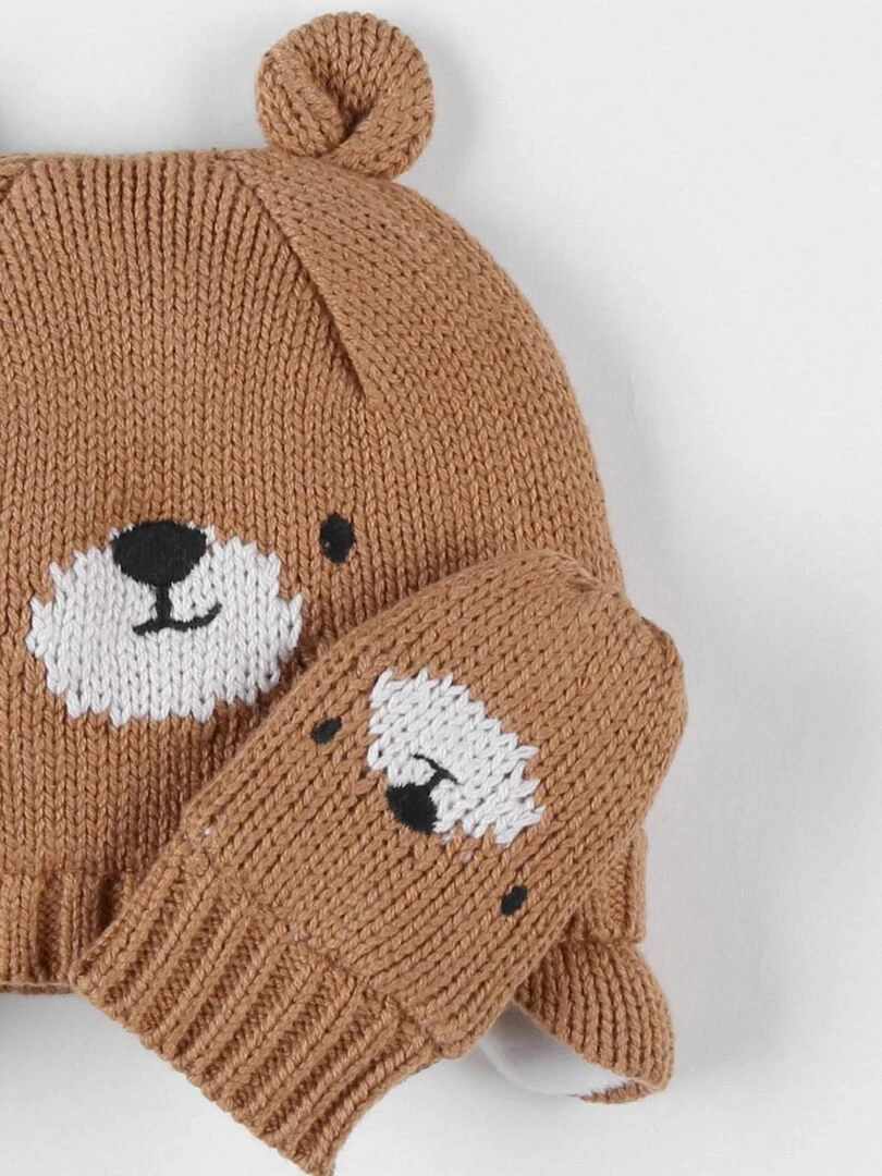 Set chapka + moufles  caramel   Noukie's   Marron