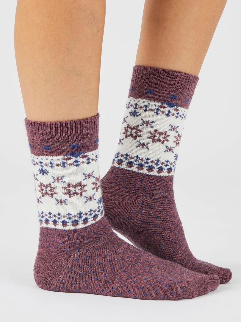 Lot de 2 paires de chaussettes maille laineuse Thermolactyl Damart Mauve
