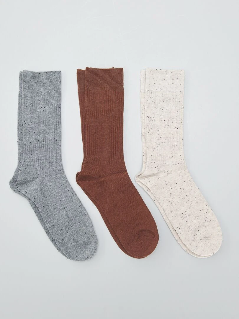 Lot de 3 paires de chaussettes mouchetées Marron/beige/gris