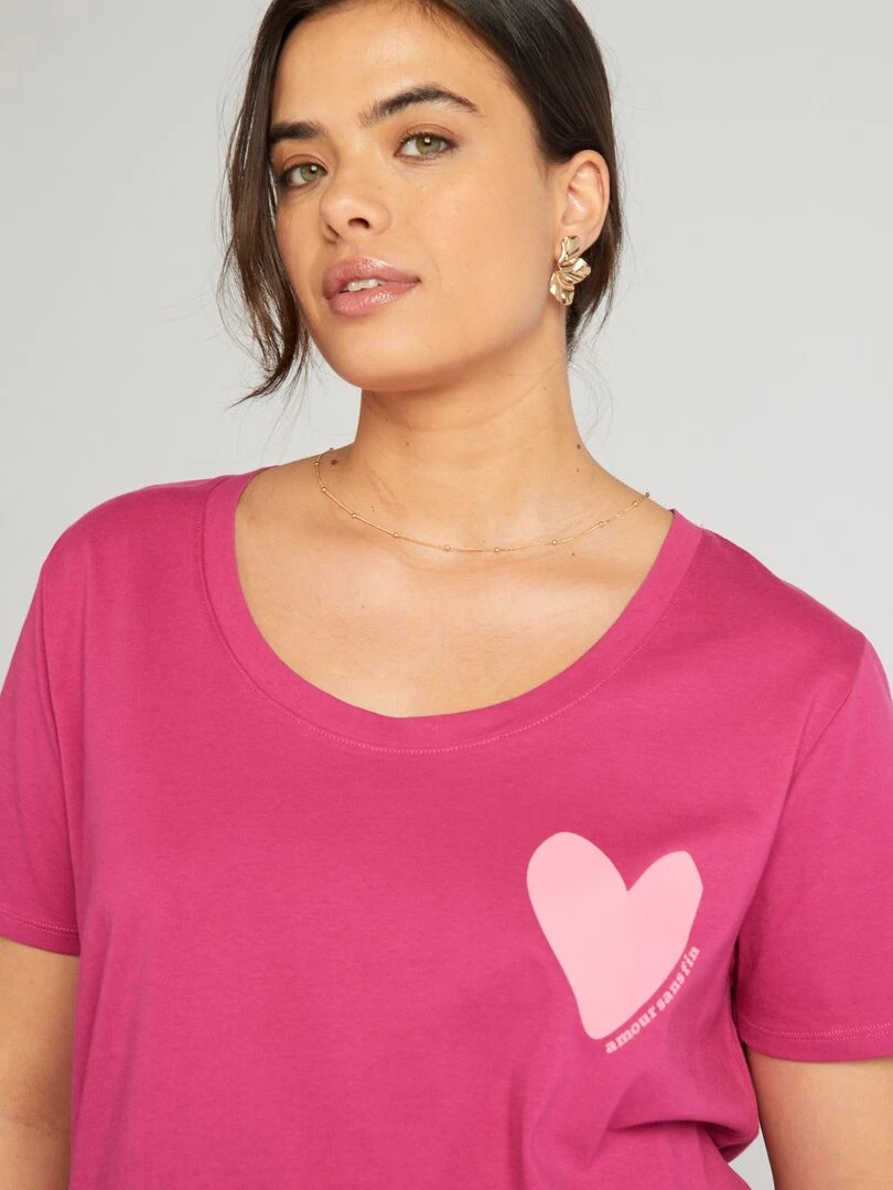 Tee shirt en coton avec imprimé   Rose
