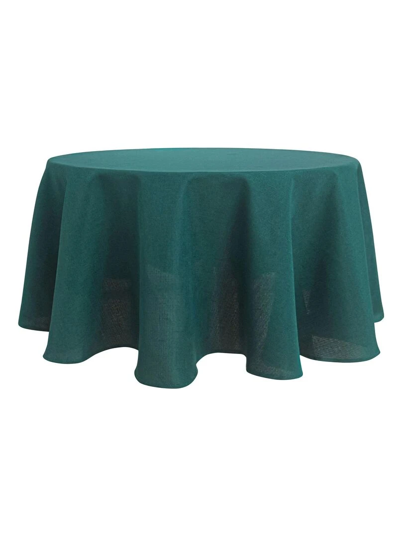 Nappe ronde infroissable et anti tâches   Bleu canard