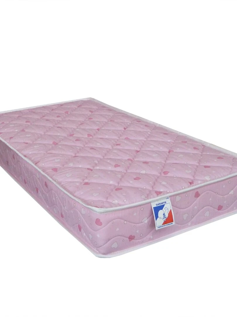Matelas Bébé 100% Coton hypoallergénique en Mousse FERME Fabriqué en France Couleur Rose Rose