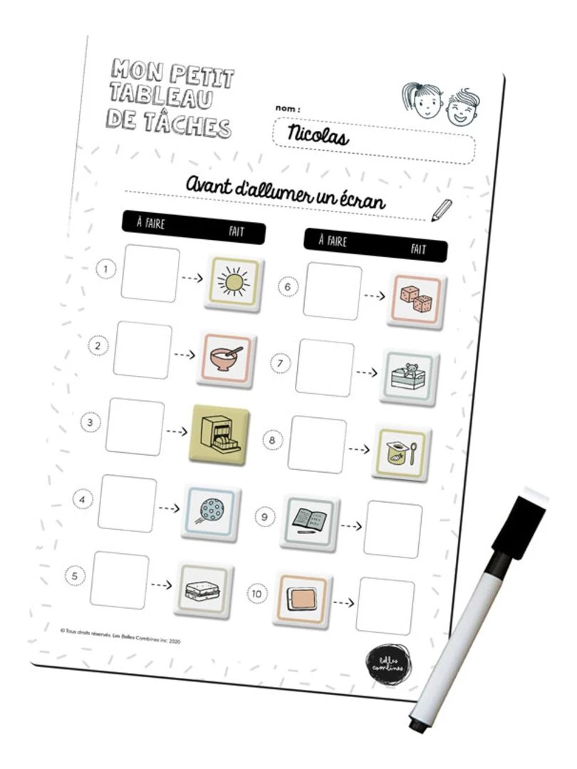 Mon Petit Tableau de Routine et Tâches magnétique 10 étapes N/A