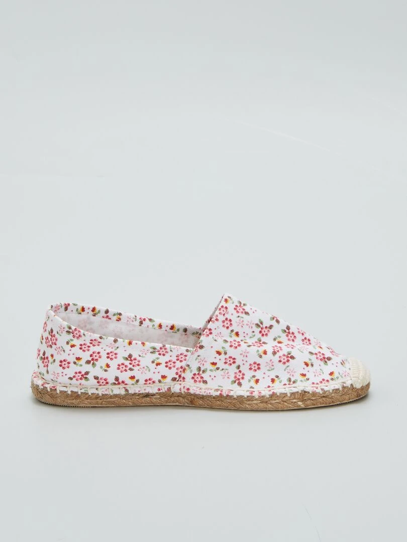 Espadrilles en corde avec imprimé fleuri Rose/blanc