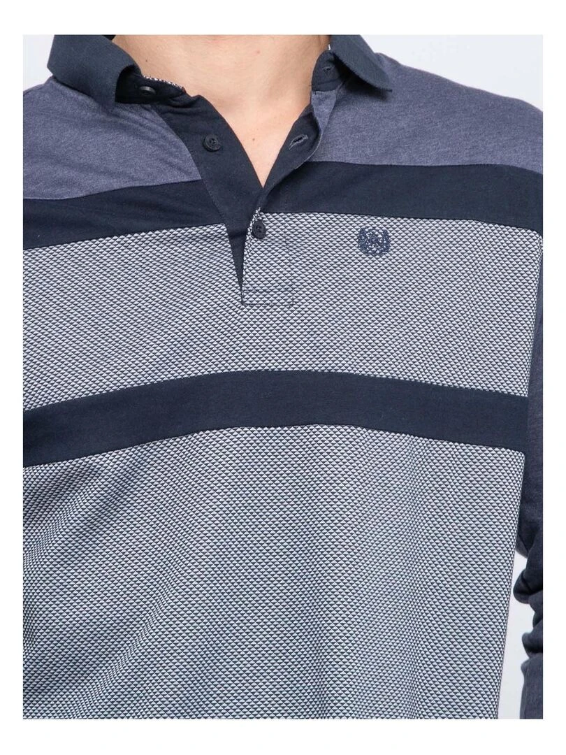 Polo manches longues pur coton PELWIS   Bleu marine