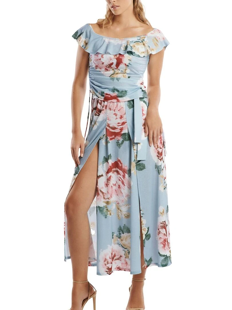 Jupe longue estivale Hawaii   Gris