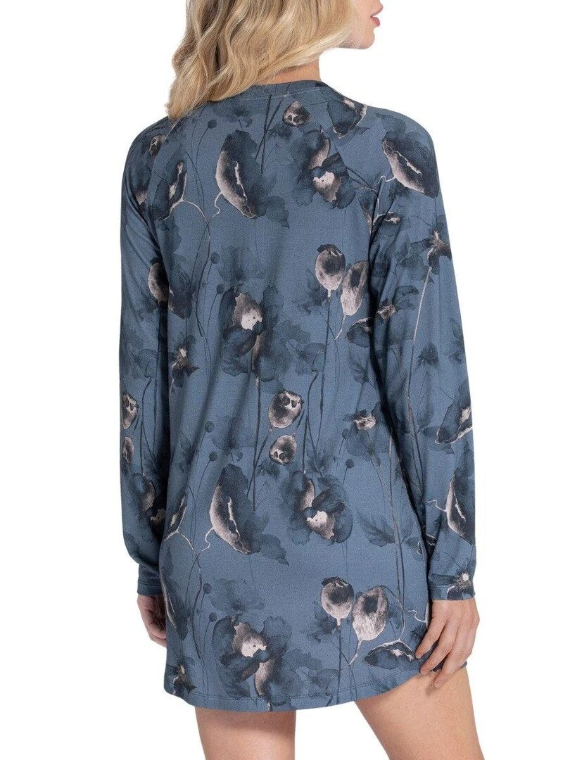 Chemise de nuit courte à motif floral Asaka Bleu