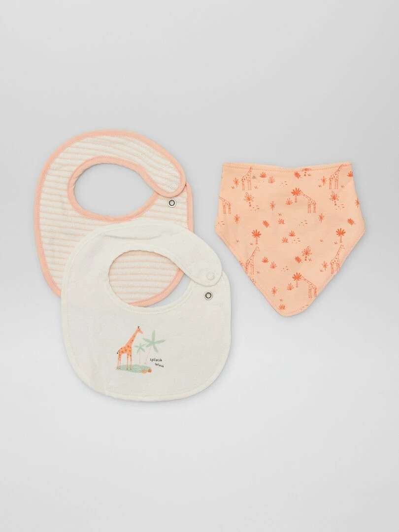 Lot de 3 bavoirs Rose
