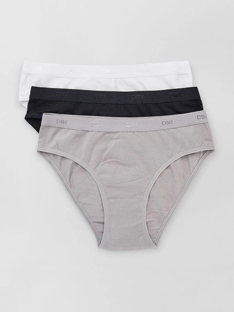 Lot de 3 culottes 'Les Pockets' 'DIM' noir/blanc/gris
