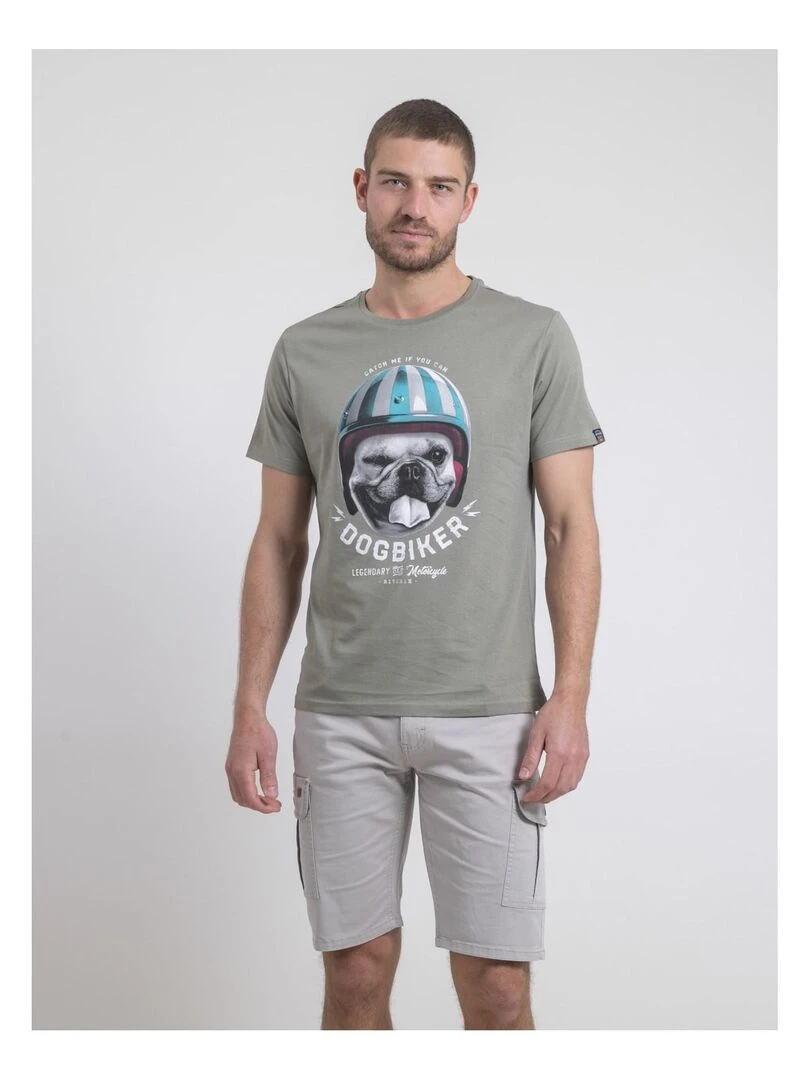 T shirt col rond pur coton NAMATOU   Kaki