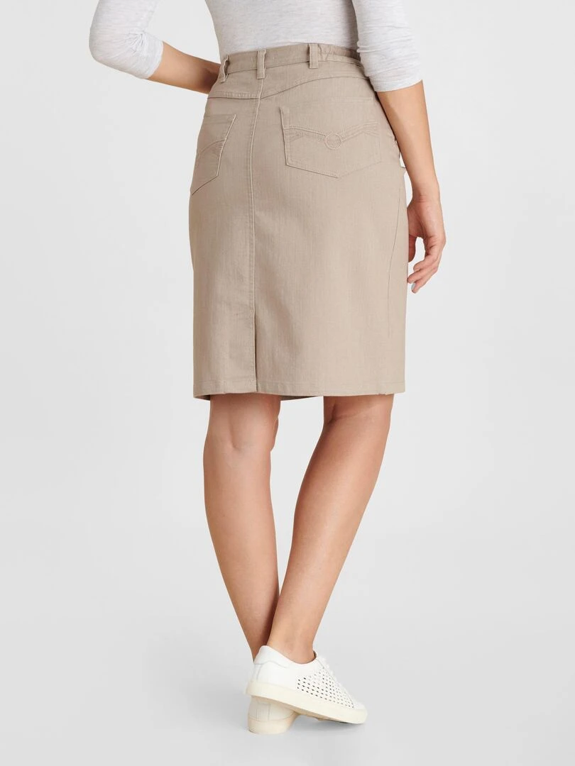 Jupe toile extensible   Damart   Marron