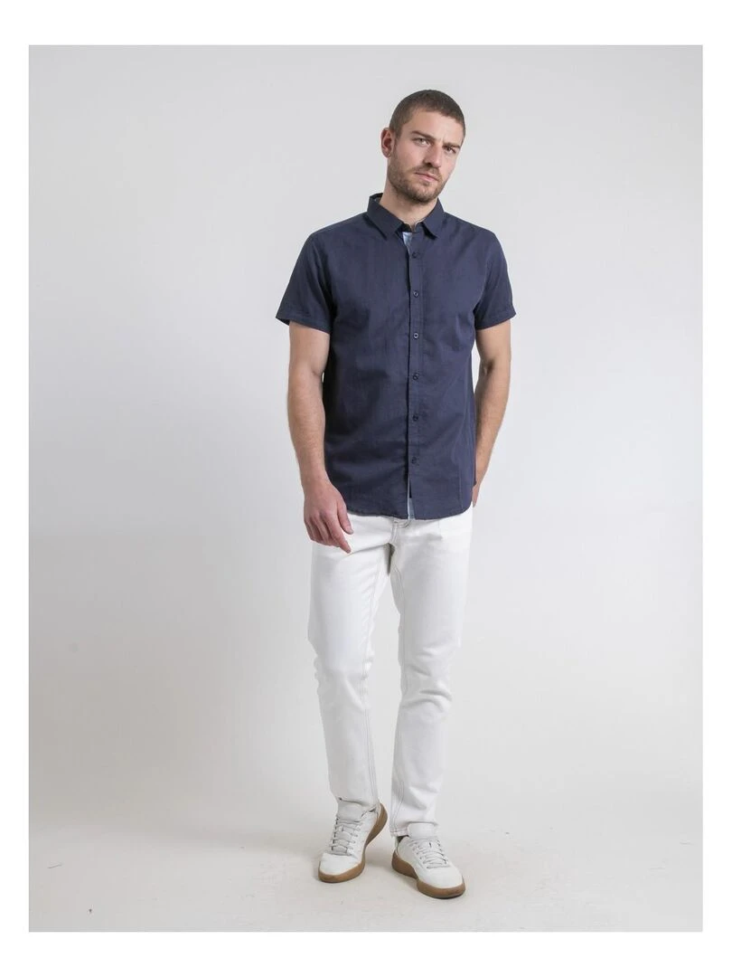 Chemise manches courtes DEMIKA   Bleu marine