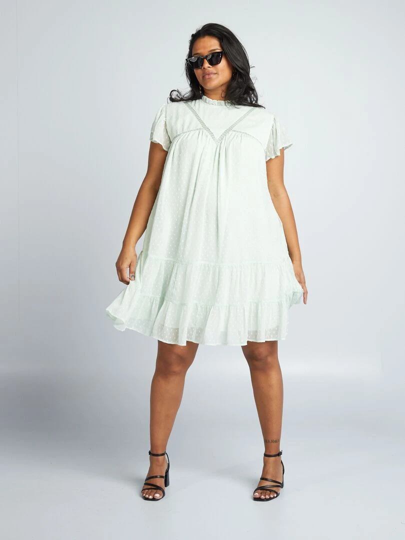 Robe en voile 'plumetis' Vert