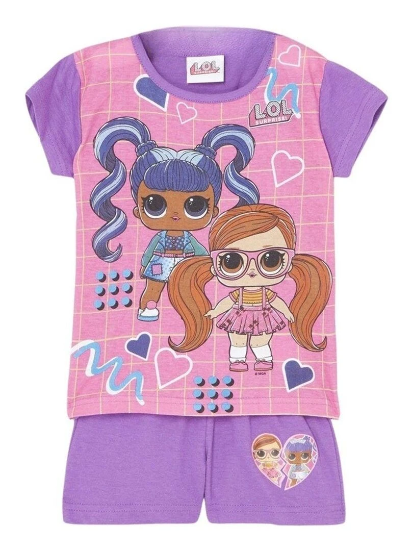 Lol Surprise Ensemble T shirt short fille Imprimé Lol Surprise Violet