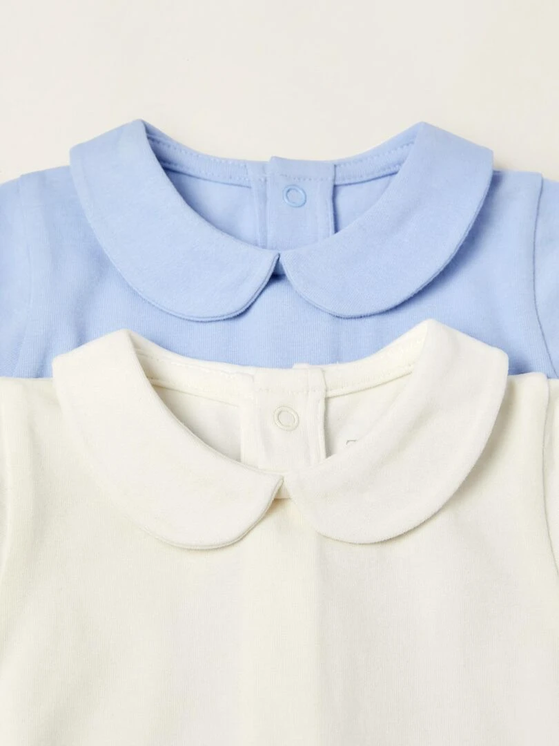 Lot 2 Bodies en Coton Nouveau Né manches longues ESSENTIALS LINE   Bleu clair