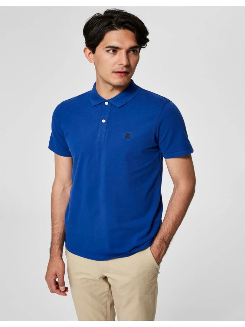 Polo manches courtes Selected Bleu