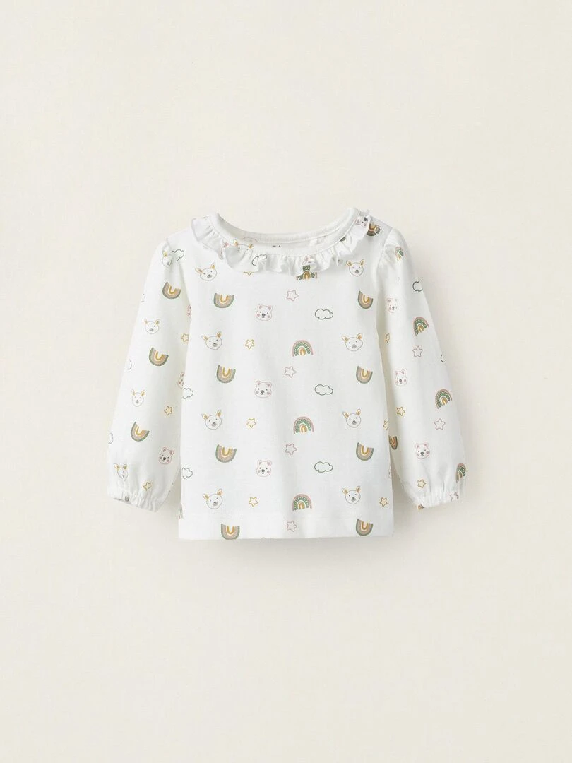 T shirt à manches longues en coton pour nouveau né manches longues AUSTRALIANA Blanc