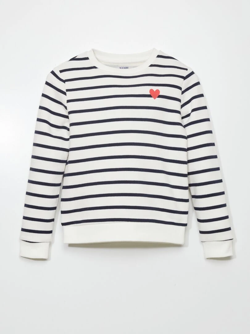Sweat en molleton imprimé fantaisie Bleu rayé