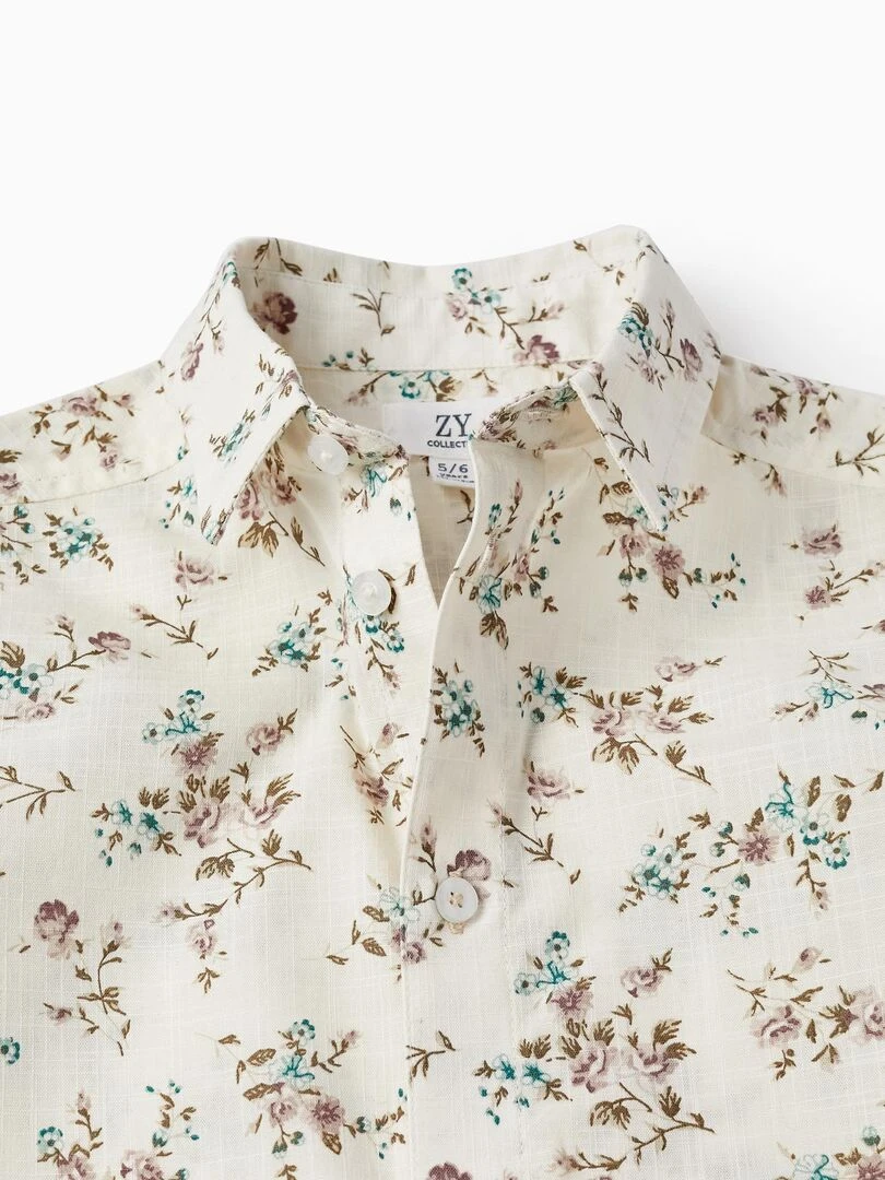 Chemise À Manches Courtes Avec Des Fleurs Pour Garçon manches courtes CEREMONY COLLECTION   Blanc