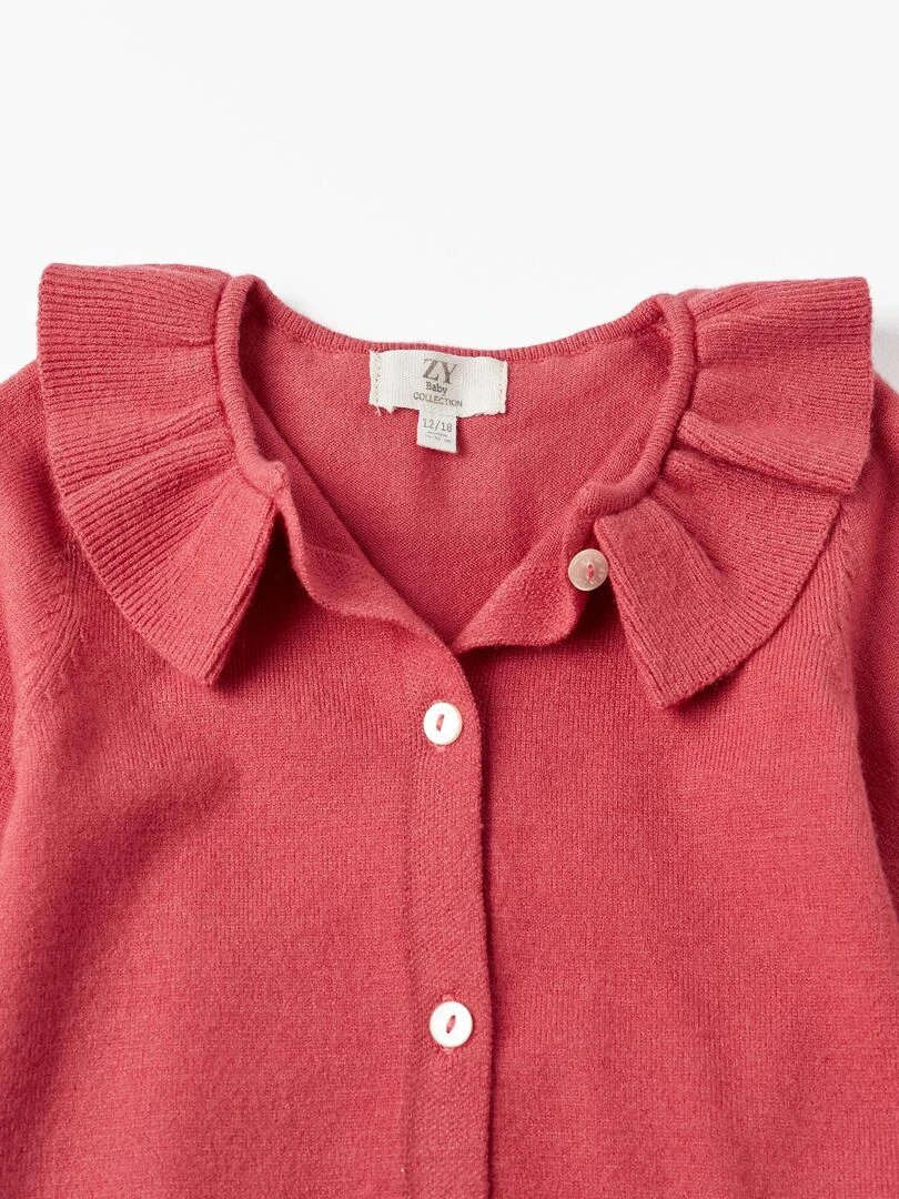 Gilet en Maille avec Volants pour Bébé Fille  SPRING BEGINS   Rose foncé