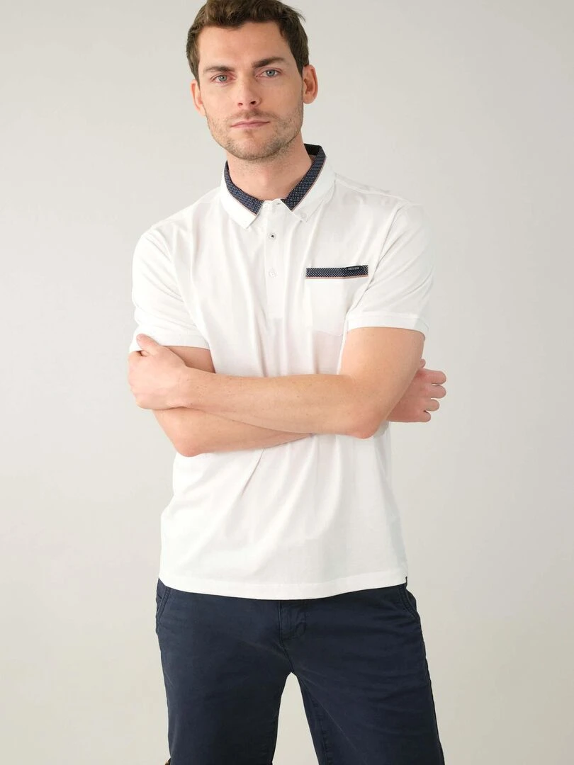 Polo uni pour homme 'Deeluxe'   Blanc