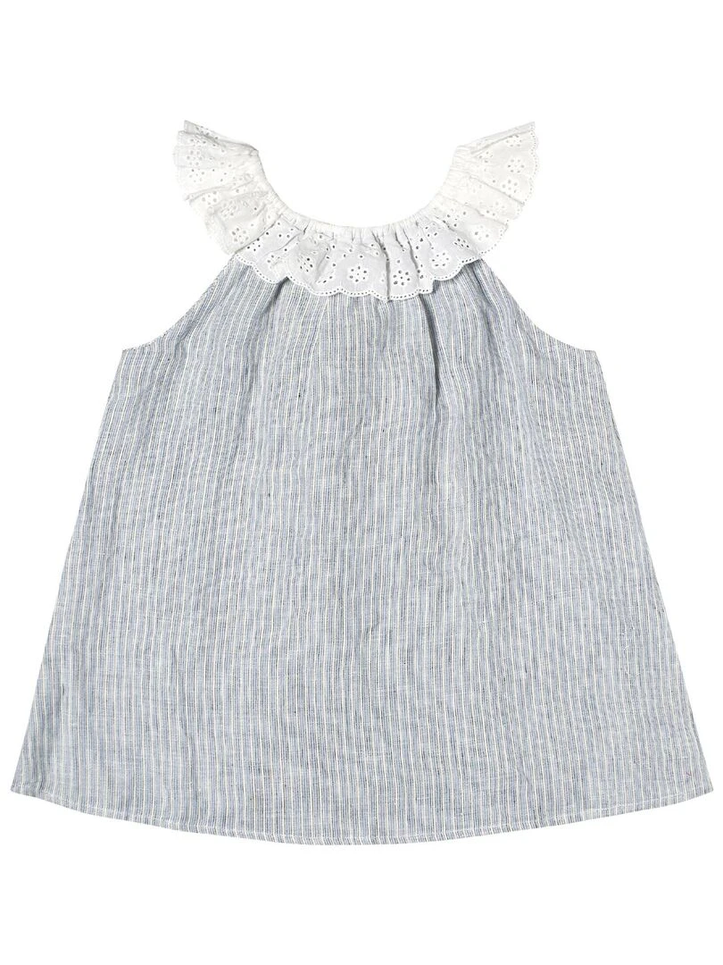 Blouse bohème      col broderie   AURORE   'LA FAUTE A VOLTAIRE'   Bleu clair