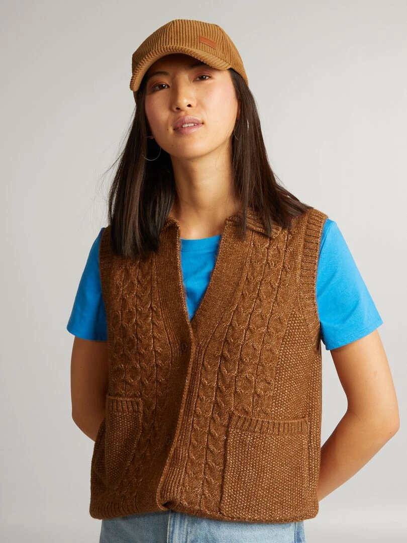Gilet en maille   Marron