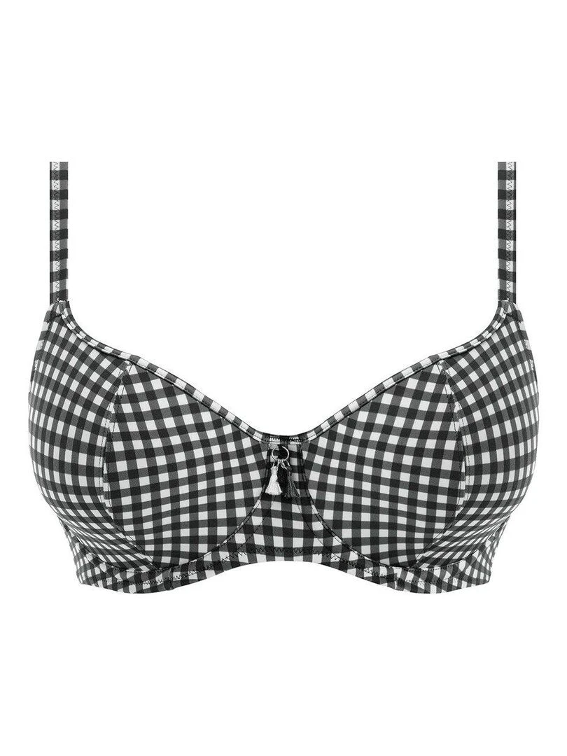 Haut de maillot de bain vichy à armatures Check in   Noir