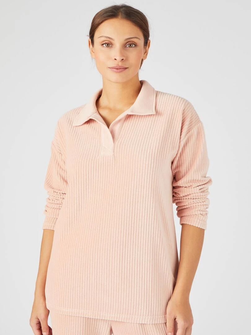 Pyjama maille velours côtelé Thermolactyl Damart Rose