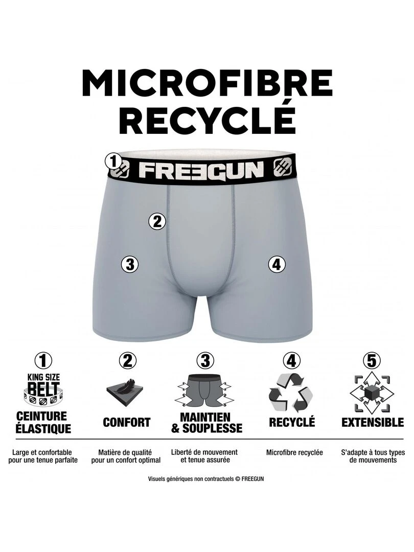 Lot de 4 Boxers garçon Polyester recyclé Landscape Freegun Bleu