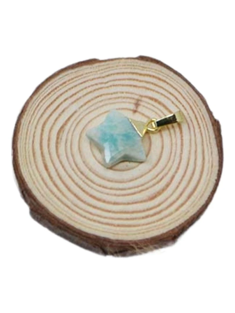 Pendentif étoile Plaqué Or Pierres naturelles Bleu ciel
