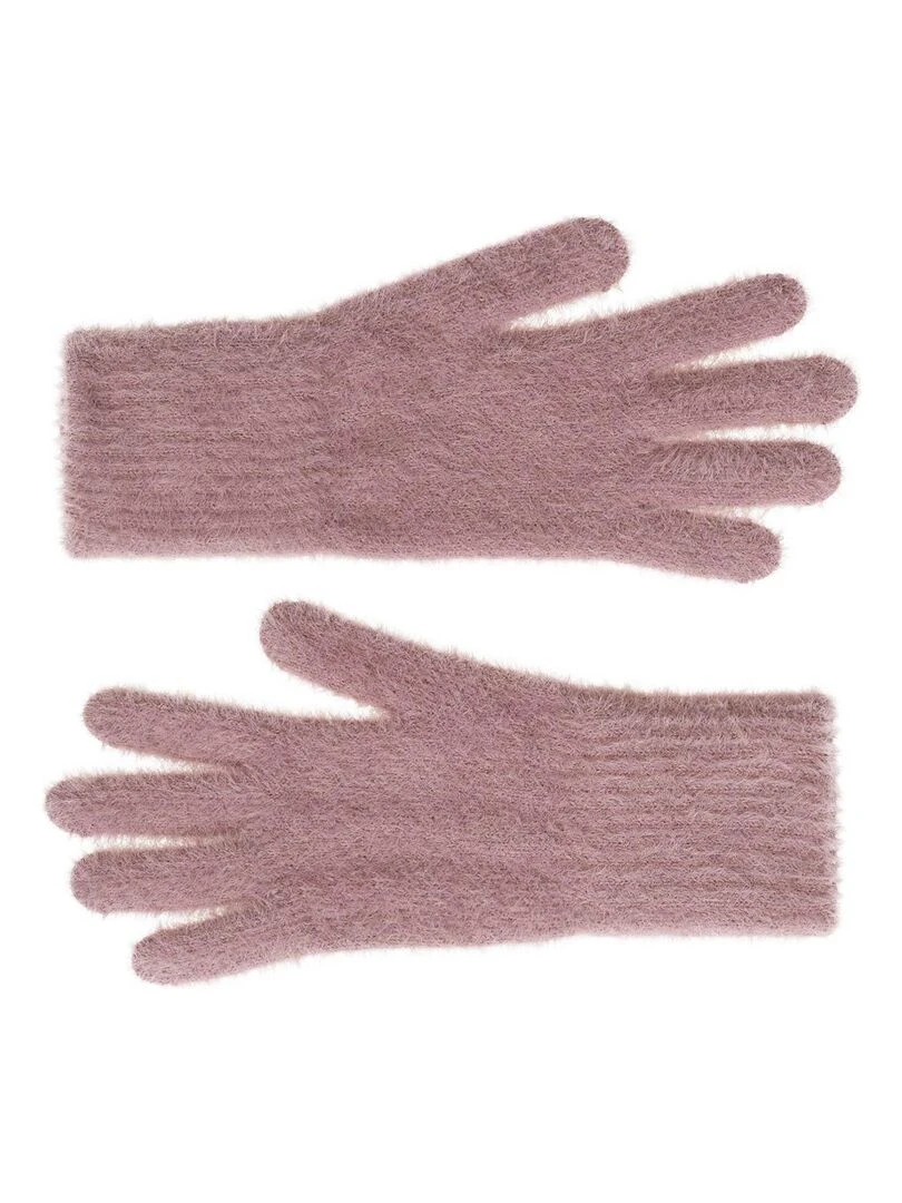 Ensemble Snood Bonnet Gants Etama   Made in UE   Vieux rose