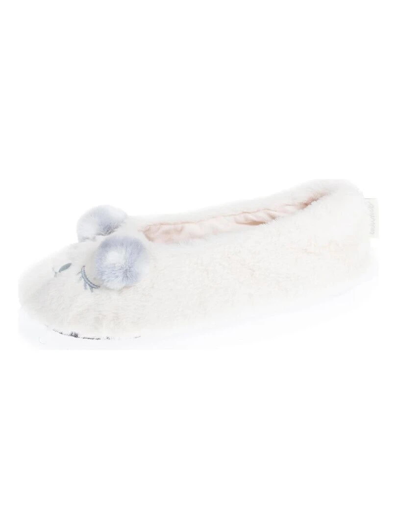 Chaussons ballerines Femme 3D Ivoire Blanc