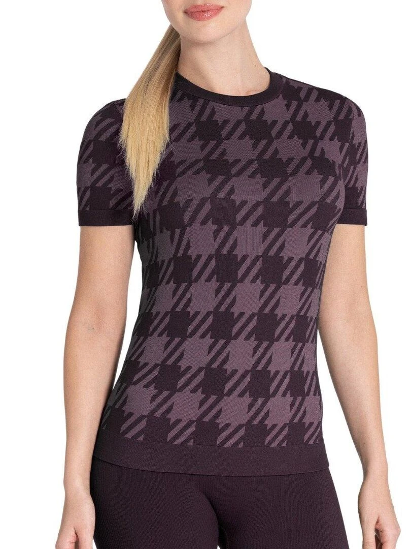 T shirt imprimé pied de poule Athleisure   Violet