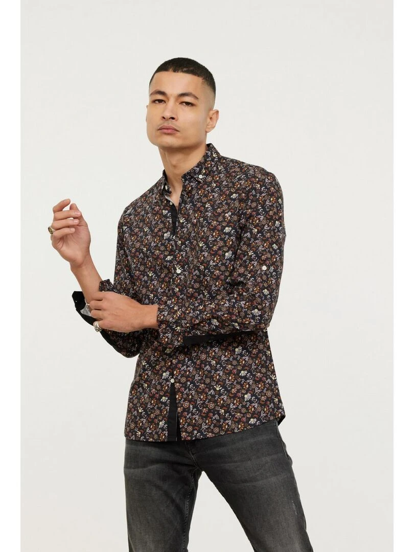 Lee Cooper   Chemise manches longues coton slim DONUTS   Noir