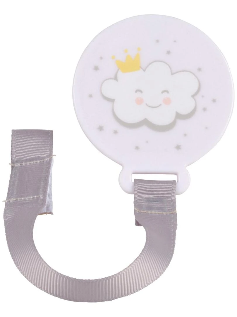 Attache sucette nuage avec fixation par clip Blanc cassé
