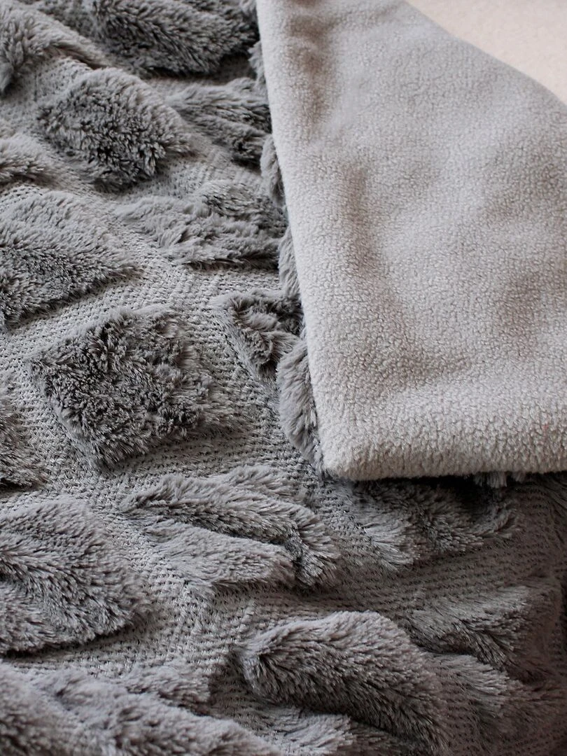 Plaid imitation fourrure doublé polaire Gris clair