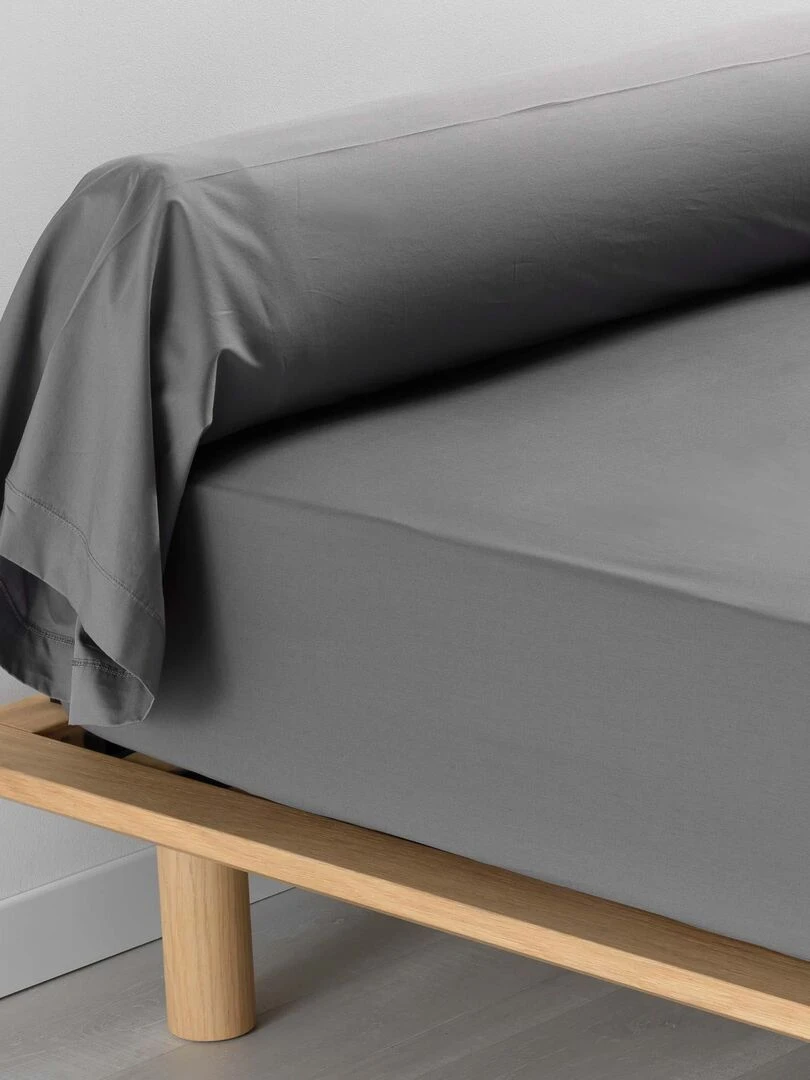 Taie Traversin Coton Percale Percalines gris anthracite