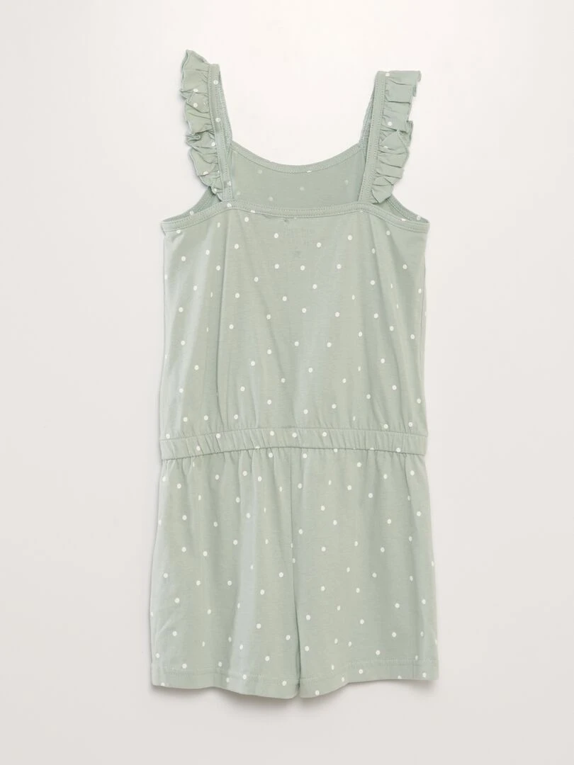 Combi short en coton à bretelles volantées Kaki