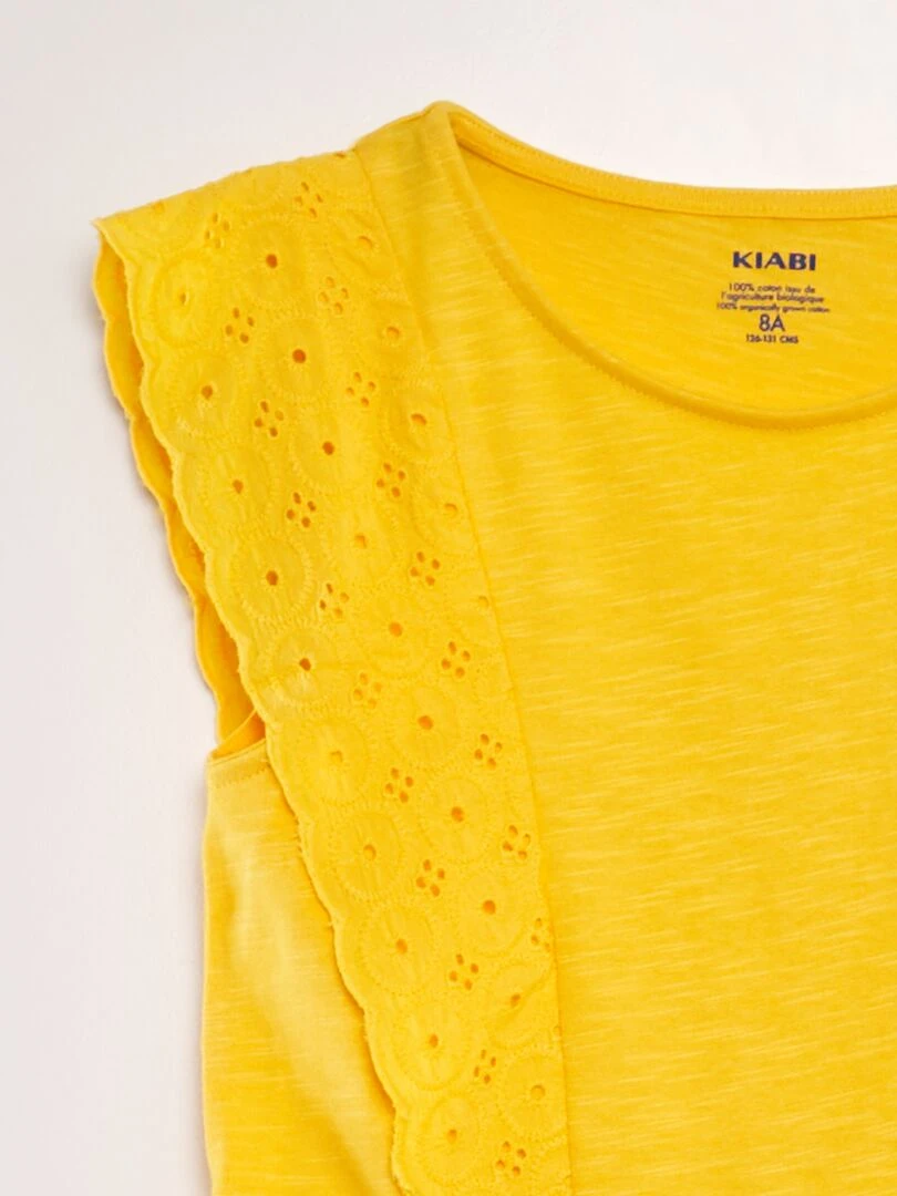 Robe avec broderies anglaises   Jaune